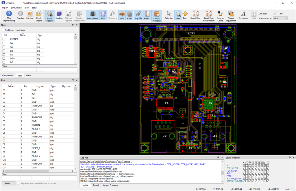 PCB Analysis using CST Electromagnetic Simulation Software